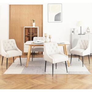 DYHOME Chaise de salle à manger set de 4 avec pieds en métal noir chaise de cuisine moderne en PU blanc Blanc - Publicité DYHOME Chaise de salle à manger set de 4 avec pieds en métal noir chaise de cuisine moderne en PU blanc Blanc - Publicité