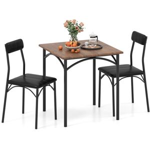 COSTWAY Ensemble de Salle à Manger 3 Pièces - Table Carrée et 2 Chaises avec Sièges Rembourrés pour Coin Repas Appartement Marron - Publicité COSTWAY Ensemble de Salle à Manger 3 Pièces - Table Carrée et 2 Chaises avec Sièges Rembourrés pour Coin Repas Appartement Marron - Publicité