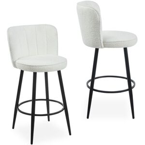 MENZZO Lot de 2 chaises de bar au dossier incurvé Philippa Tissu bouclette Crème Blanc - Publicité MENZZO Lot de 2 chaises de bar au dossier incurvé Philippa Tissu bouclette Crème Blanc - Publicité