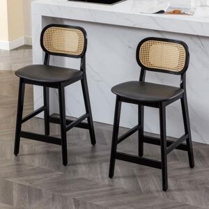 WAHSON OFFICE CHAIRS Wahson Tabouret de Bar Lot de 2 Tabouret Chaise de Bar en Bois et Cannage avec Coussin Imperméable pour Cuisine Cuir PU Noir Noir - Publicité WAHSON OFFICE CHAIRS Wahson Tabouret de Bar Lot de 2 Tabouret Chaise de Bar en Bois et Cannage avec Coussin Imperméable pour Cuisine Cuir PU Noir Noir - Publicité