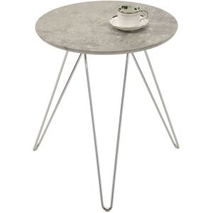 Idimex Table dappoint BENNO table à café table basse ronde bout de canapé design retro vintage pieds épingle en métal chromé décor béton Gris - Publicité Idimex Table dappoint BENNO table à café table basse ronde bout de canapé design retro vintage pieds épingle en métal chromé décor béton Gris - Publicité