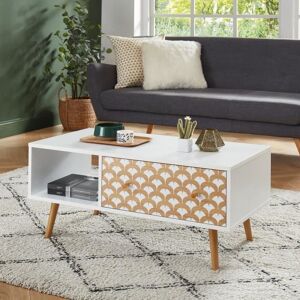 BAÏTA Table basse UTAH Table basse UTAH blanc et effet bois 90cm Blanc - Publicité BAÏTA Table basse UTAH Table basse UTAH blanc et effet bois 90cm Blanc - Publicité