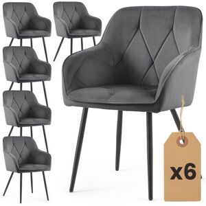 AKORD Lot de 6 Chaises en velours matelassées DIAMANTE Anthracite pieds noirs Gris - Publicité AKORD Lot de 6 Chaises en velours matelassées DIAMANTE Anthracite pieds noirs Gris - Publicité