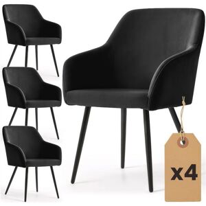 AKORD Lot de 4 Chaises en velours lisses ESTELLE Noir pieds noirs Noir - Publicité AKORD Lot de 4 Chaises en velours lisses ESTELLE Noir pieds noirs Noir - Publicité