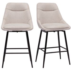 Miliboo - Tabourets de bar pivotants 360° en tissu effet velours texturé beige et métal H66 cm (lot de 2) ALESS Beige - Publicité Miliboo - Tabourets de bar pivotants 360° en tissu effet velours texturé beige et métal H66 cm (lot de 2) ALESS Beige - Publicité