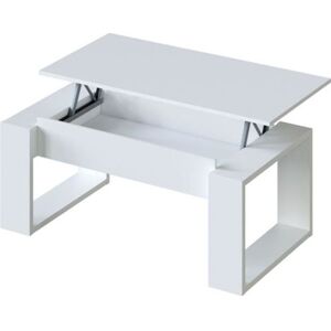 PEGANE Table Basse à plateau relevable coloris blanc artic - Longueur 102 x Profondeur 50 x Hauteur 43-54 cm Blanc - Publicité PEGANE Table Basse à plateau relevable coloris blanc artic - Longueur 102 x Profondeur 50 x Hauteur 43-54 cm Blanc - Publicité