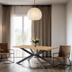 Table à manger - BAÏTA - Gamme FELIX - Effet chêne et métal noir - L 180 x P 90 x H 76 cm Marron - Publicité Table à manger - BAÏTA - Gamme FELIX - Effet chêne et métal noir - L 180 x P 90 x H 76 cm Marron - Publicité