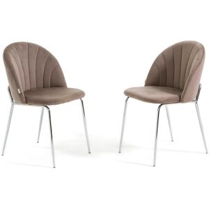 RATTATAN Chaises - SONIA - Lot de 2 - Velours - Pieds en métal - Gris tourterelle/Argent - Publicité RATTATAN Chaises - SONIA - Lot de 2 - Velours - Pieds en métal - Gris tourterelle/Argent - Publicité