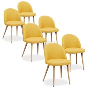 INTENSE DECO Lot de 6 chaises scandinaves Cecilia tissu Jaune Jaune - Publicité INTENSE DECO Lot de 6 chaises scandinaves Cecilia tissu Jaune Jaune - Publicité