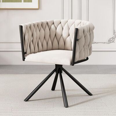 Generic Chaise de salle à manger en velours pivotante avec quatre pieds en métal Pour salon et chambre à coucher Beige Beige - Publicité Generic Chaise de salle à manger en velours pivotante avec quatre pieds en métal Pour salon et chambre à coucher Beige Beige - Publicité