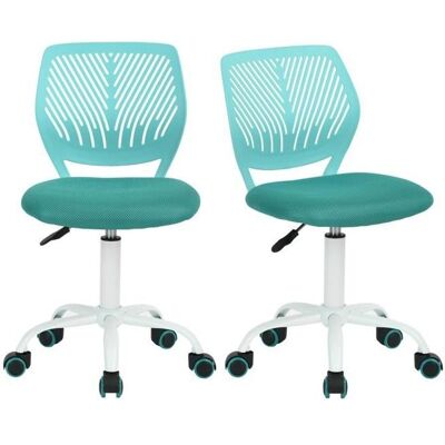 FurnitureR Lot de 2 Chaise de Bureau Adolescents Hauteur Réglable avec Siège en Tissu Ergonomique Turquoise Blanc - Publicité FurnitureR Lot de 2 Chaise de Bureau Adolescents Hauteur Réglable avec Siège en Tissu Ergonomique Turquoise Blanc - Publicité