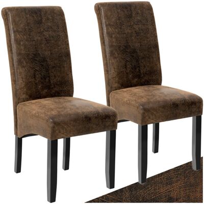 Chaises - TECTAKE - Lot de 2 fauteuils de salle à manger aspect cuir avec revêtement synthétique et forme ergonomique - Marron foncé Marron - Publicité Chaises - TECTAKE - Lot de 2 fauteuils de salle à manger aspect cuir avec revêtement synthétique et forme ergonomique - Marron foncé Marron - Publicité