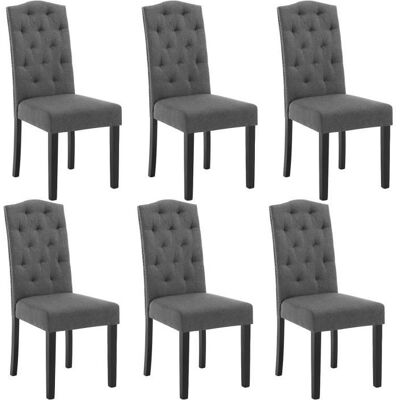 EUGAD 6x Chaise Salle à Manger Chaise Scandinave Dossier Haut Assise Rembourrée en Lin Pieds en Bois Massif Gris Foncé E0AG0092-6 Gris - Publicité EUGAD 6x Chaise Salle à Manger Chaise Scandinave Dossier Haut Assise Rembourrée en Lin Pieds en Bois Massif Gris Foncé E0AG0092-6 Gris - Publicité