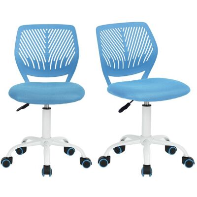 FurnitureR Lot de 2 Chaise de Bureau Adolescents Hauteur Réglable avec Siège en Tissu Ergonomique Bleu Blanc - Publicité FurnitureR Lot de 2 Chaise de Bureau Adolescents Hauteur Réglable avec Siège en Tissu Ergonomique Bleu Blanc - Publicité