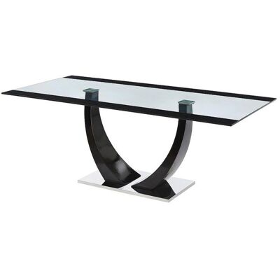 VENTE-UNIQUE Table à manger 8 personnes en verre trempé MDF et acier inoxydable - Noir - MEZZO II Noir - Publicité VENTE-UNIQUE Table à manger 8 personnes en verre trempé MDF et acier inoxydable - Noir - MEZZO II Noir - Publicité