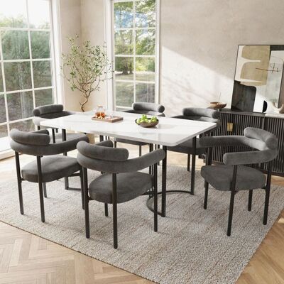 Generic Lot de 6 chaises de salle à manger modernes et simples en tissu suédé gris foncé Pour salle à manger salon cuisine Gris - Publicité Generic Lot de 6 chaises de salle à manger modernes et simples en tissu suédé gris foncé Pour salle à manger salon cuisine Gris - Publicité