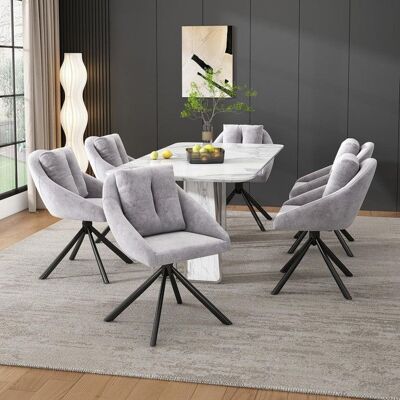 Generic Lot de 6 chaises de salle à manger pivotante élégante et confortable tissu en velours respirant Pour cuisine salon Gris Gris - Publicité Generic Lot de 6 chaises de salle à manger pivotante élégante et confortable tissu en velours respirant Pour cuisine salon Gris Gris - Publicité