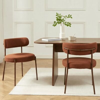 BAÏTA Lot de 2 chaises NOA tissu terracotta pieds métal finition noyer Marron - Publicité BAÏTA Lot de 2 chaises NOA tissu terracotta pieds métal finition noyer Marron - Publicité