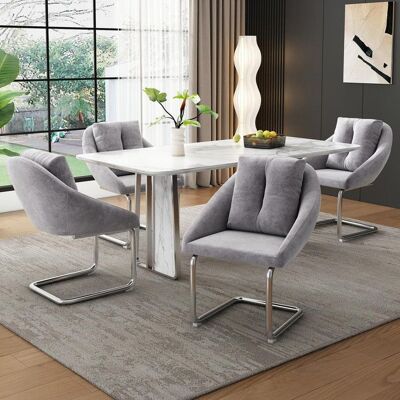 Generic Lot de 4 chaises de salle à manger pivotante avec coussins et pieds arqués Pour cuisine salon salle à manger Velours Gris Gris - Publicité Generic Lot de 4 chaises de salle à manger pivotante avec coussins et pieds arqués Pour cuisine salon salle à manger Velours Gris Gris - Publicité