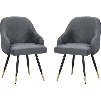 Lot de 2 chaises en tissu Harmony - 54 x 57 x 90 cm - Gris Gris - Publicité Lot de 2 chaises en tissu Harmony - 54 x 57 x 90 cm - Gris Gris - Publicité