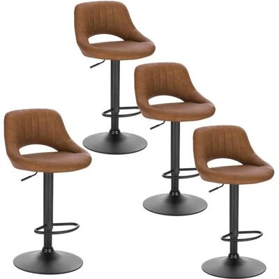 EUGAD Lot de 4 Tabouret de Bar Rotatif à 360 °réglable en HauteurTabouret de Cuisine en SimilicuirBrun Marron - Publicité EUGAD Lot de 4 Tabouret de Bar Rotatif à 360 °réglable en HauteurTabouret de Cuisine en SimilicuirBrun Marron - Publicité