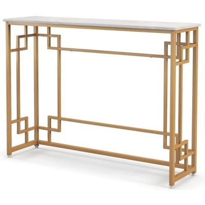 GIANTEX Console Meuble Entrée- Imprimée Marbre- 110 x 30 x 81cm- Table Console Scandinave- pour Salon/Couloir- Cadre en Métal Marron - Publicité GIANTEX Console Meuble Entrée- Imprimée Marbre- 110 x 30 x 81cm- Table Console Scandinave- pour Salon/Couloir- Cadre en Métal Marron - Publicité