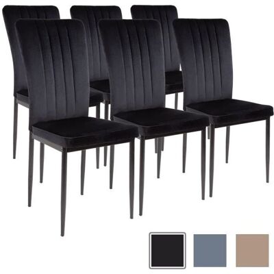 Chaises de salle à manger - ALBATROS - Modena - Tissu velours - Lot de 6 - Noir Noir - Publicité Chaises de salle à manger - ALBATROS - Modena - Tissu velours - Lot de 6 - Noir Noir - Publicité