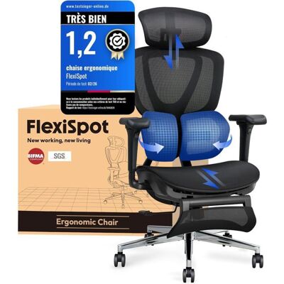 FlexiSpot C5 Chaise Ergonomique avec Repose-Pieds Chaise Bureau avec Support Lombaire Appui-tête 3D Dossier Inclinable Noir Noir - Publicité FlexiSpot C5 Chaise Ergonomique avec Repose-Pieds Chaise Bureau avec Support Lombaire Appui-tête 3D Dossier Inclinable Noir Noir - Publicité
