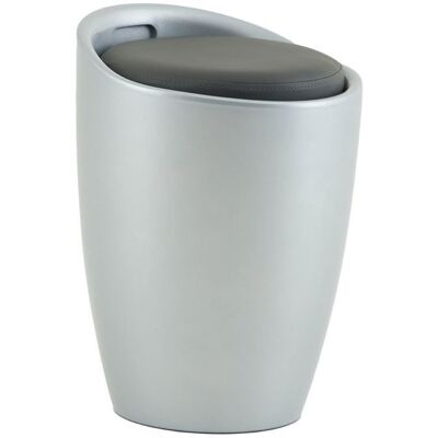 Idimex Tabouret DANIEL pouf rond coffre de rangement panier à linge siège avec assise rembourrée gris structure en plastique gris Gris - Publicité Idimex Tabouret DANIEL pouf rond coffre de rangement panier à linge siège avec assise rembourrée gris structure en plastique gris Gris - Publicité