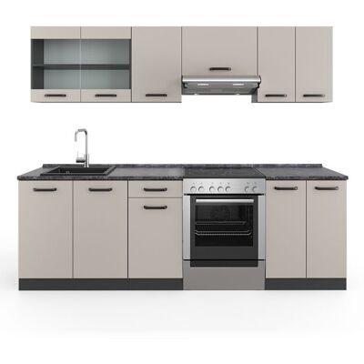 Ligne de cuisine R-Line 240cm PT Anthracite Cachemire/Anthracite Vicco 56480 Beige - Publicité Ligne de cuisine R-Line 240cm PT Anthracite Cachemire/Anthracite Vicco 56480 Beige - Publicité