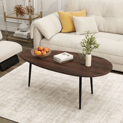 Table Basse Salon Ovale COSTWAY 108 x 56 x 44 cm Cadre en Métal Table dAppoint Design Compact pour Canapé Chambre Bureau Noyer - Publicité Table Basse Salon Ovale COSTWAY 108 x 56 x 44 cm Cadre en Métal Table dAppoint Design Compact pour Canapé Chambre Bureau Noyer - Publicité