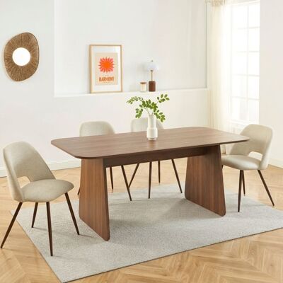 BAÏTA Table à manger LANGO rectangulaire effet noyer 180 cm - Bois Marron - Publicité BAÏTA Table à manger LANGO rectangulaire effet noyer 180 cm - Bois Marron - Publicité