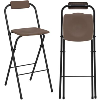 COSTWAY Lot de 2 Tabourets Pliants de Bar & Bistrot Hauts Extérieur - Dossier et Repose-pieds - Cadre en Métal pour Pelouse Marron Marron - Publicité COSTWAY Lot de 2 Tabourets Pliants de Bar & Bistrot Hauts Extérieur - Dossier et Repose-pieds - Cadre en Métal pour Pelouse Marron Marron - Publicité