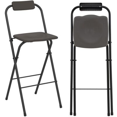 COSTWAY Lot de 2 Tabourets Pliants de Bar & Bistrot Hauts Extérieur - Dossier et Repose-pieds - Cadre en Métal pour Pelouse Gris Gris - Publicité COSTWAY Lot de 2 Tabourets Pliants de Bar & Bistrot Hauts Extérieur - Dossier et Repose-pieds - Cadre en Métal pour Pelouse Gris Gris - Publicité