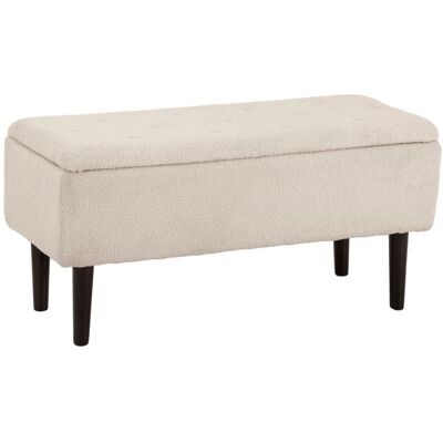 HOMCOM - Banc de Rangement - Tissu effet laine boucleé - 95x38x45cm - Beige Blanc - Publicité HOMCOM - Banc de Rangement - Tissu effet laine boucleé - 95x38x45cm - Beige Blanc - Publicité