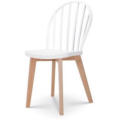 Chaise de salle à manger blanche EMY de KOSMI - Design minimaliste - Publicité Chaise de salle à manger blanche EMY de KOSMI - Design minimaliste - Publicité