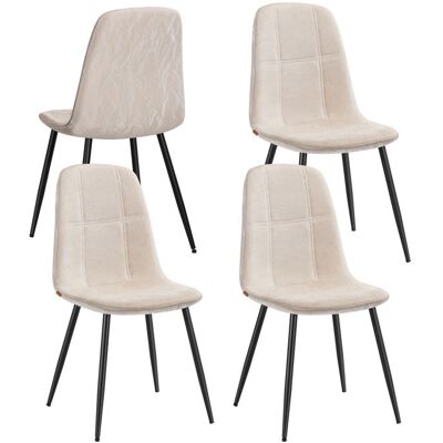 VASAGLE Chaises de Salle à Manger Lot de 4 Support Métallique Pieds Réglables Tissu Chenille PU Texturé Glacé Blanc Crème Blanc - Publicité VASAGLE Chaises de Salle à Manger Lot de 4 Support Métallique Pieds Réglables Tissu Chenille PU Texturé Glacé Blanc Crème Blanc - Publicité