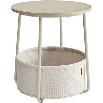 VASAGLE Petite Table Basse Ronde Table d’Appoint avec Panier en Tissu pour Salon Chambre Style Moderne Beige Naturel et Blanc Crème Beige - Publicité VASAGLE Petite Table Basse Ronde Table d’Appoint avec Panier en Tissu pour Salon Chambre Style Moderne Beige Naturel et Blanc Crème Beige - Publicité