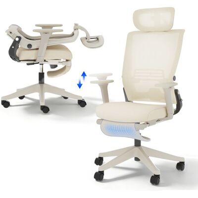 FlexiSpot Foldex Chaise de Bureau Ergonomique Chaise Pliante avec Support Lombaire Appui-Tête 2D Chaises avec Repose-Pieds Beige Beige - Publicité FlexiSpot Foldex Chaise de Bureau Ergonomique Chaise Pliante avec Support Lombaire Appui-Tête 2D Chaises avec Repose-Pieds Beige Beige - Publicité