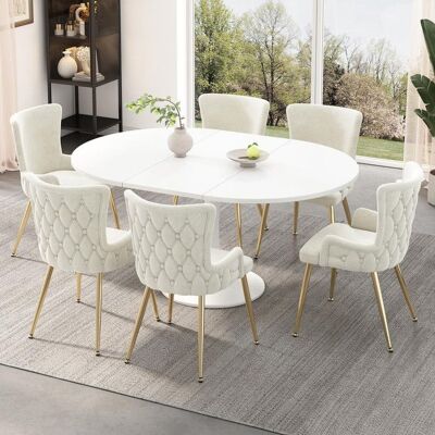Generic Lot de 6 chaises de salle à manger en velours fauteuil de salon de luxe avec quatre pieds en métal doré beige Beige - Publicité Generic Lot de 6 chaises de salle à manger en velours fauteuil de salon de luxe avec quatre pieds en métal doré beige Beige - Publicité