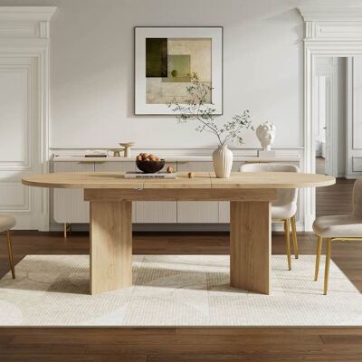 LEMONBEST Table à manger extensible 120-160x80 cm coins arrondis plateau épais et style simple pour 4-6 personnes - couleur chêne Marron - Publicité LEMONBEST Table à manger extensible 120-160x80 cm coins arrondis plateau épais et style simple pour 4-6 personnes - couleur chêne Marron - Publicité