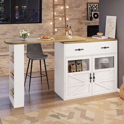 LEMONBEST Table de Bar Extensible 204x39x104 cm Bar à Manger Rotatif 360° avec Tiroir de Rangement Étagère 3 Niveaux Plateau en Bois - Blanc Blanc - Publicité LEMONBEST Table de Bar Extensible 204x39x104 cm Bar à Manger Rotatif 360° avec Tiroir de Rangement Étagère 3 Niveaux Plateau en Bois - Blanc Blanc - Publicité