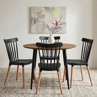 Idimex Lot de 4 chaises RAVI de salle à manger design Noir Design scandinave avec assise confortable Pieds en hêtre massif Noir - Publicité Idimex Lot de 4 chaises RAVI de salle à manger design Noir Design scandinave avec assise confortable Pieds en hêtre massif Noir - Publicité
