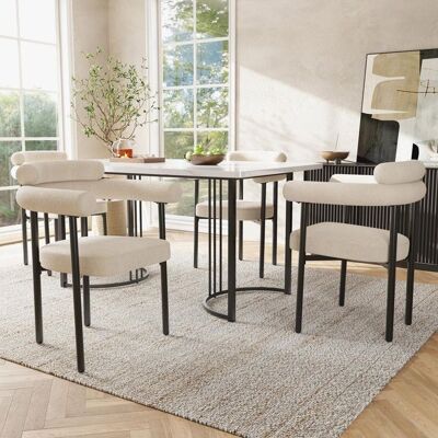 Generic Lot de 4 chaises de salle à manger modernes et simples en tissu suédé de couleur crème Pour salle à manger salon cuisine Marron - Publicité Generic Lot de 4 chaises de salle à manger modernes et simples en tissu suédé de couleur crème Pour salle à manger salon cuisine Marron - Publicité
