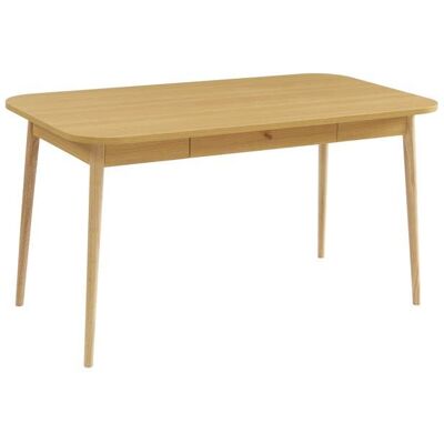 BAÏTA Table à manger MACARON effet chêne avec tiroir - Beige Beige - Publicité BAÏTA Table à manger MACARON effet chêne avec tiroir - Beige Beige - Publicité