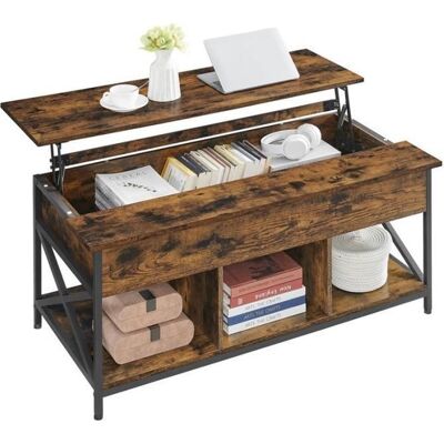 Table Basse avec Rangement Ouvert et Compartiment Caché - VASAGLE - Rectangulaire - Marron Rustique et Noir Marron - Publicité Table Basse avec Rangement Ouvert et Compartiment Caché - VASAGLE - Rectangulaire - Marron Rustique et Noir Marron - Publicité