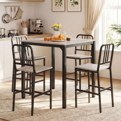 GIANTEX Ensemble de Table à Manger 5 Pièces- Table de Cuisine 90x90CM & 4 Chaises avec Dossier- Charge 150KG- Cadre en Métal- Gris - Publicité GIANTEX Ensemble de Table à Manger 5 Pièces- Table de Cuisine 90x90CM & 4 Chaises avec Dossier- Charge 150KG- Cadre en Métal- Gris - Publicité
