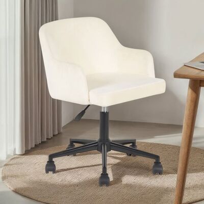 Idimex Chaise de bureau OLIVER Pivotante en Velours Blanc Crème Réglable en Hauteur Assise Rembourrée Confortable Blanc - Publicité Idimex Chaise de bureau OLIVER Pivotante en Velours Blanc Crème Réglable en Hauteur Assise Rembourrée Confortable Blanc - Publicité