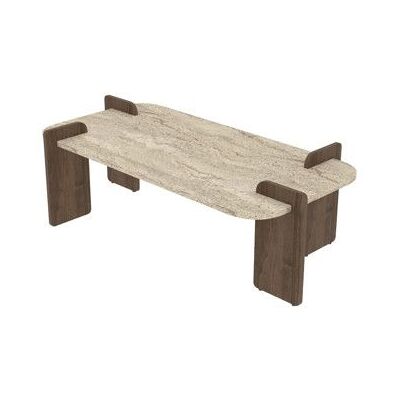 HANAH HOME Table basse en bois Leapiri - 120 x 60 x 35 cm - Travertin Beige - Publicité HANAH HOME Table basse en bois Leapiri - 120 x 60 x 35 cm - Travertin Beige - Publicité