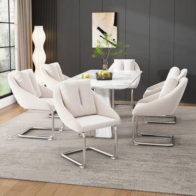 Generic Lot de 6 chaises de salle à manger pivotante avec coussins et pieds arqués Pour cuisine salon salle à manger Velours Beige Beige - Publicité Generic Lot de 6 chaises de salle à manger pivotante avec coussins et pieds arqués Pour cuisine salon salle à manger Velours Beige Beige - Publicité